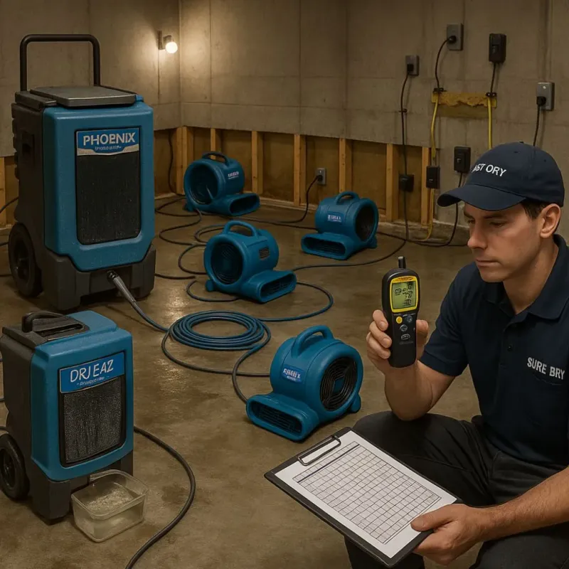 Structural Drying and Dehumidification process in Dickinson County, KS